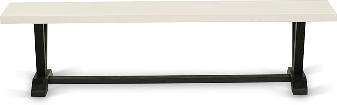 East West Furniture VB627 V-Style Mid Century Modern Dining Bench with Wooden Seat, 72x15x18 Inch, Multi-Color