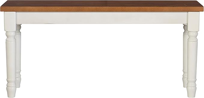 Willow White Backless Dining Bench with Honey Brown Wood Top by Powell