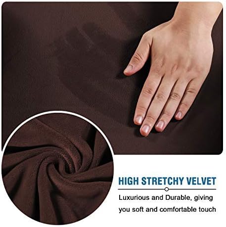 H.VERSAILTEX Real Velvet Plush 1 Piece Form Fit Stretch Rectangle Folding Storage Covers Ottoman Slipcovers Removable Footstool Protect Footrest Covers Elastic Bottom, Machine Washable(X-Large, Brown)