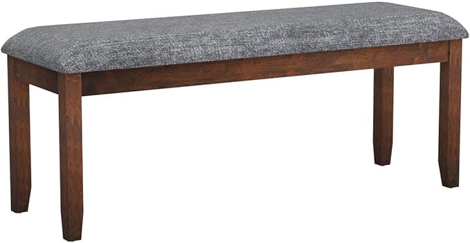 Giantex 2-Pack Dining Room Bench with Upholstered Padded Seat, Wood Bench for Bedroom, End of Bed, Entryway, Kitchen, 47.5” x 15.5” x 19.5” Ottoman, Indoor Rubber Bench Seat, Grey