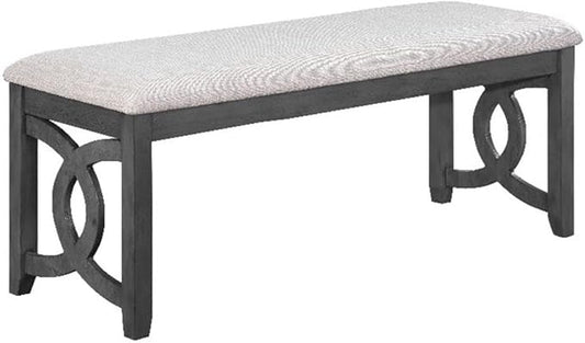 New Classic Furniture Gia Upholstered Dining Bench, Smoky Gray Finish