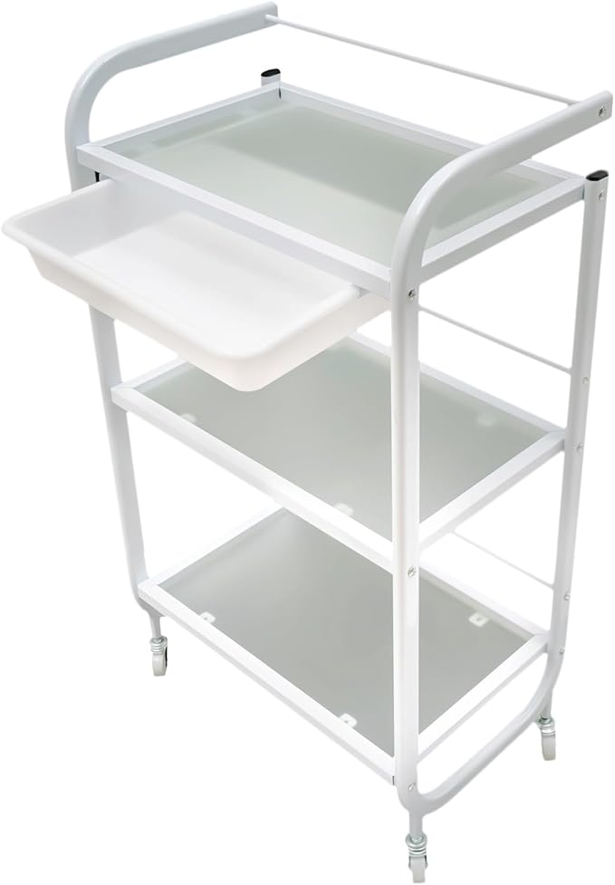 3 Tier Beauty Salon Trolley Cart Mobile Rolling Cart Spa Utility Roller Trolley with Wheel Beauty Instrument Tray Rolling Cart Nail Salon Hairdresser Tattoo