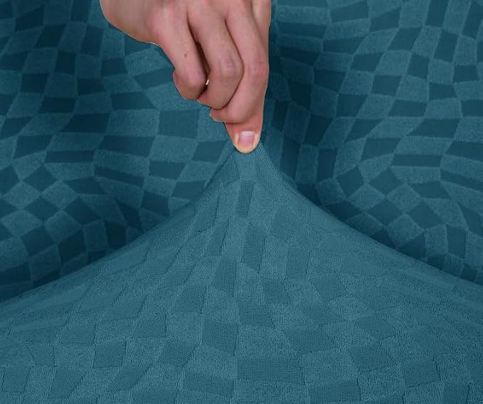 ZNSAYOTX 2026 Rectangle Ottoman Cover (L:57"-75") Super Stretch Soft Footrest Slipcover Form Fit, Universal Folding Foot Stool Covers with Non-Slip Elastic Band, Fashion Jacquard Texture, Teal