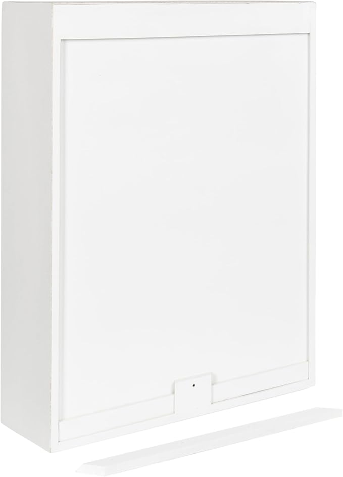 Kate and Laurel Saanvi Traditional Carved Wood Floating Bathroom Wall Cabinet, 22 x 7 x 28, White, Dimensional Over the Toilet Storage Cabinet for Use as Bathroom Storage or Entryway Decor and Display