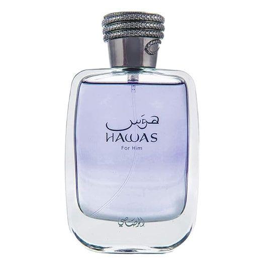 RASASI Hawas For Men オードパルファム スプレー 100ML (3.4 オンス) - 長持ちするアラビアンパフューム、プレミアムメンズ香水、特別な機会や日常のエレガンスに最適、大胆で魅惑的な香り