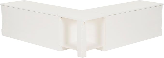 Linon Harris White Solid Pine Backless Nook with Interior Storage
