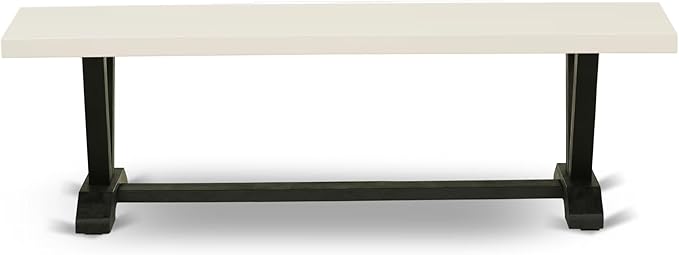 East West Furniture VB626 V-Style Modern Dining Table Bench with Solid Wood Seat, 60x15x18 Inch, Multi-Color