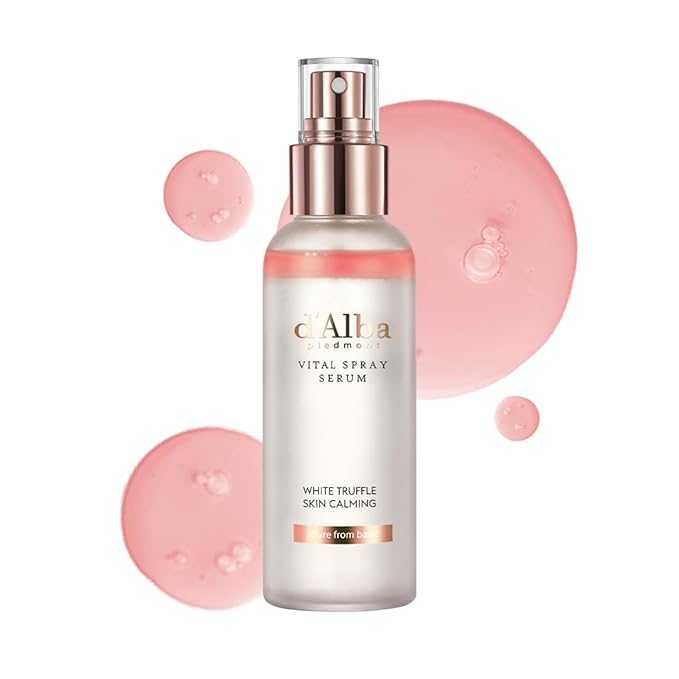 d'alba Piedmont White Truffle Vital Spray Serum, Vegan Skin Care, Calming and Hydrating Facial Mist for Red and Sensitive Skin, Glow Serum, Surfactant Free, Korean Skin Care (3.38 fl oz.)