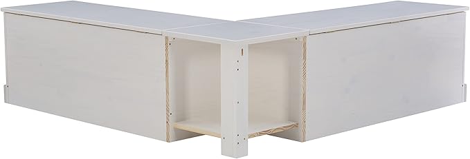 Linon Harris White Solid Pine Backless Nook with Interior Storage