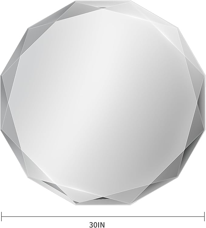 Suidia Bathroom Mirror, 30"x 30" Wall Mirror, Frameless Bathroom Mirror with Beveled Edge for Bedroom, Living Room, Entryway, Hallway, Round Shape