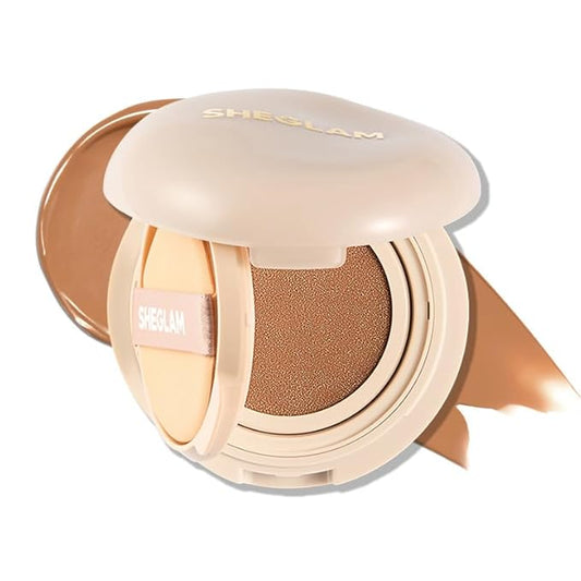SHEGLAM Lock & Go Long-Lasting Cushion Foundation Soft Matte Weightless Waterproof for Flawless Base Makeup-Walnut