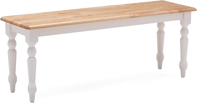 Boraam Windsor Farmhouse Backless Bench, Cream/Natural