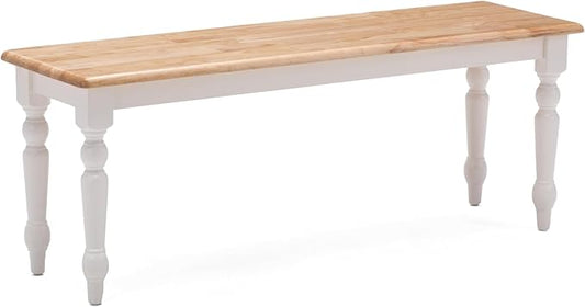 Boraam Windsor Farmhouse Backless Bench, Cream/Natural