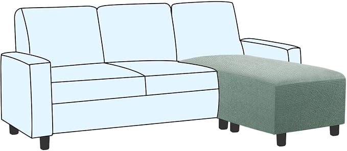 H.VERSAILTEX Ottoman and Sofa Seat Cushion Combined Cover Slipcover Rectangle Sofa Slipcover Fit Length 56"-75" Suitable for L Shaped Seat Cushion Cover or Chaise Part Cover Stretch Thick Soft - Sage