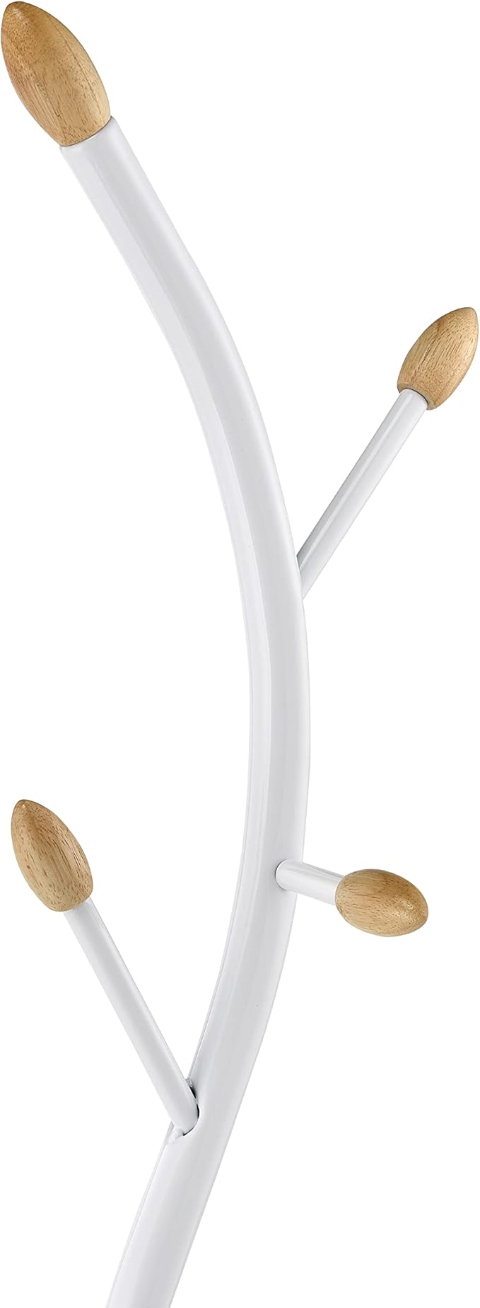 Roundhill Furniture Arles Metal Whtie and Oak Standing Coat Rack