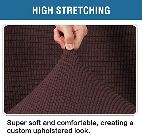 H.VERSAILTEX Ottoman Cover Slipcover Rectangle Fit Length 33'-38' Footrest Sofa Slipcovers Stool Cover Footstool Protector Covers Feature Stretch Thick Jacquard Fabric Removable Washable - Chocolate