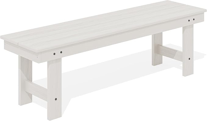 SERWALL 2-Person Outdoor Bench Backless, HDPE Outdoor Benches Weatherproof, 660 Lbs Weight Capacity, Poly Lumber Patio Furniture for Garden, Porch and Park, White