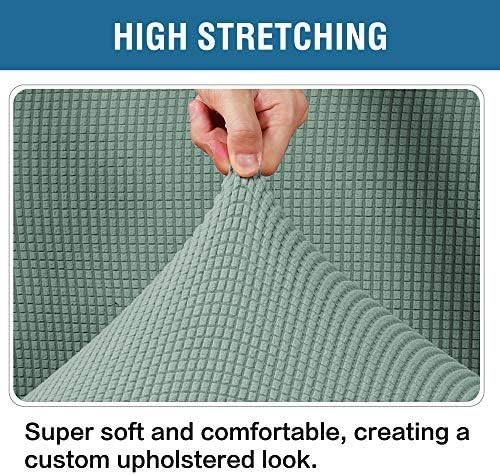 H.VERSAILTEX Ottoman Cover Slipcover Rectangle Fit Length 29"-34" Footrest Sofa Slipcovers Stool Cover Footstool Protector Covers Feature Stretch Thick Soft Jacquard Fabric Removable Washable - Sage