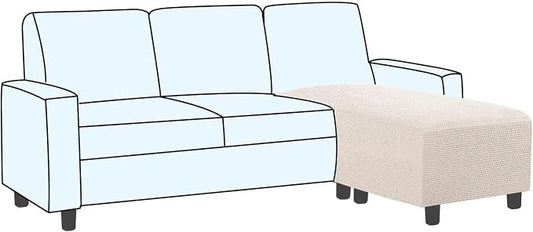 H.VERSAILTEX Ottoman and Sofa Seat Cushion Combined Cover Slipcover Rectangle Sofa Slipcover Fit Length 56'-75' Suitable for L Shaped Seat Cushion Cover or Chaise Part Cover Stretch Thick Soft - Ivory
