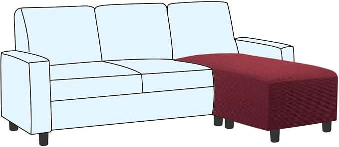 H.VERSAILTEX Ottoman and Sofa Seat Cushion Combined Cover Slipcover Rectangle Sofa Slipcover Fit Length 56'-75' Suitable for L Shaped Seat Cushion Cover or Chaise Part Cover Stretch Thick - Burgundy