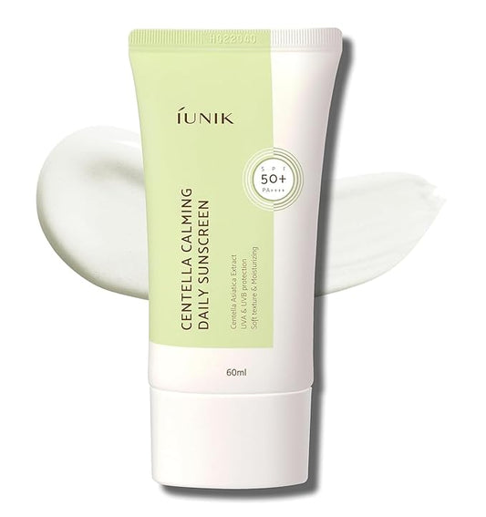 IUNIK Centella Calming Moisture Daily Sunscreen SPF 50+ PA++++ Matte & No White Cast Centella Asiatica Dry Oily Sensitive Vegan Korean Skincare