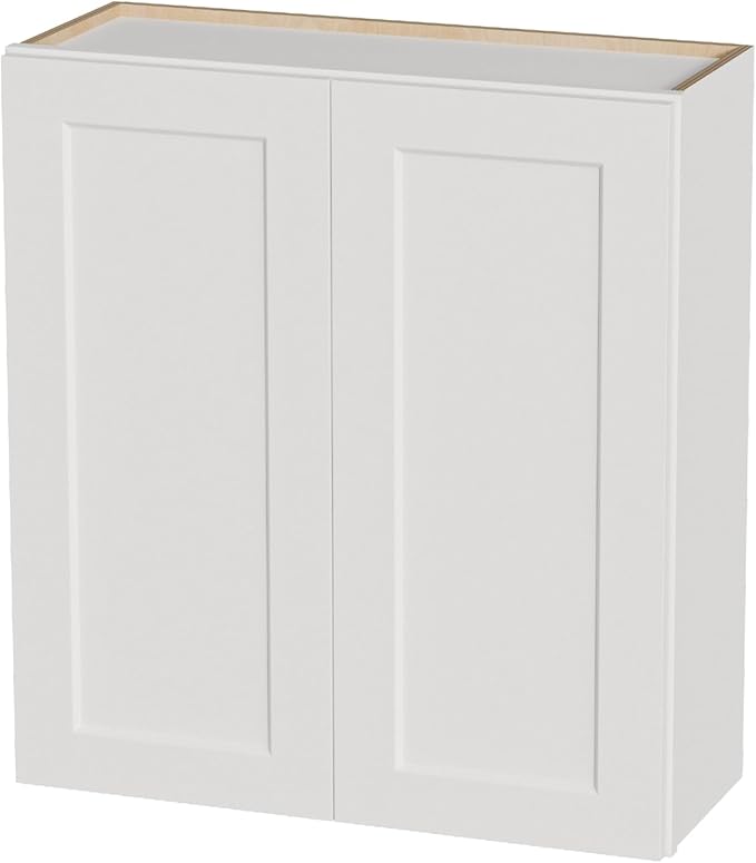 Kisart Laundry Room Cabinets Wall Mounted with Doors & Shelves, Solid Wood RTA Medicine Storage Cabinet, 33" Wx36 Hx12 D Inch White Shaker Hanging Cupboard, Space-Saving for Kitchen, Bathroom, Garage