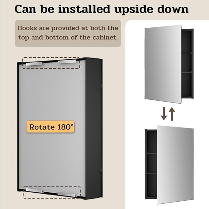 Spliceable Modular Bathroom Medicine Cabinet with Soft Close Doors with Glass on Both Sides, Reversible Wall Mounted Mirror (28" L x 20" W)