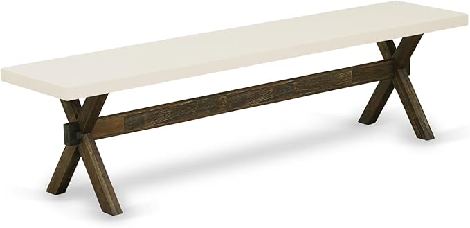 East West Furniture XB727 X-Style Modern Dining Bench with Solid Wood Seat, 72x15x18 Inch, Multi-Color