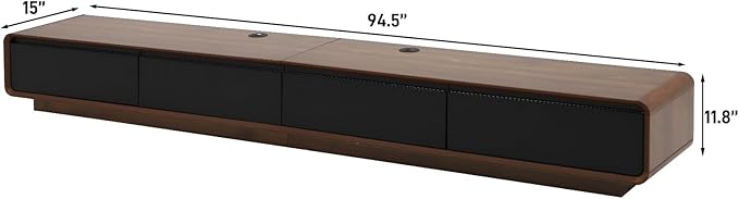 chartustriable 94.5" Minimalist Floating TV Stand for TVs up to 100 Inches, Modern Wall Mounted Media Console with 2 Drawers, Entertainment Center for Living Room, Walnut and Black