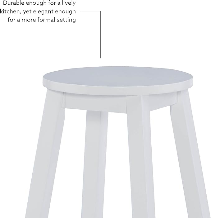 Linon Zeke White 24" Counter Stool with Round Seat