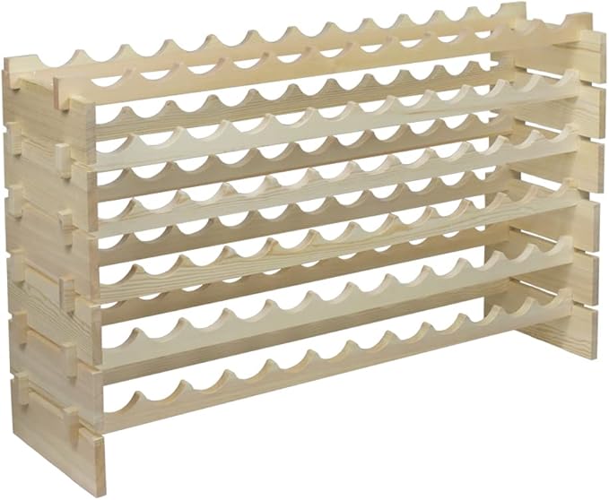 72 Modular Wine Rack, Stackable Wine Storage Rack Free Standing Floor Cellar Wine Holder Display Shelves, Solid Wood - Wobble-Free (72 Bottles)