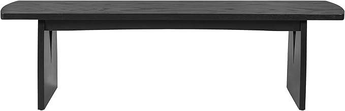 Christopher Knight Home 63" W Dining Bench, Modern Farmhouse Entryway Bench Indoor, Solid Wood Bench with Acacia Legs & MDF Seat, Long Bench for Dining Room Bedroom End of Bed Hallway, 400 lbs, Black