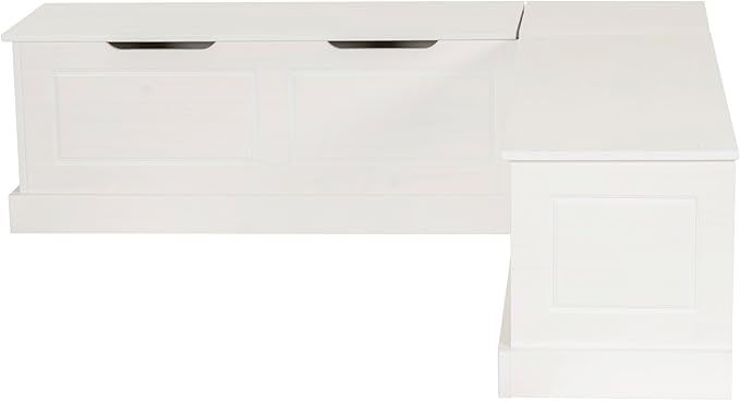 Linon Harris White Solid Pine Backless Nook with Interior Storage