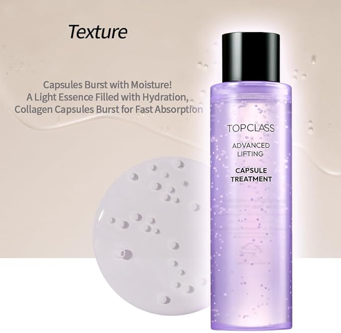 [CHARMZONE] Topclass Advanced Lifting Capsule Treatment 4.06oz (120ml) – Anti-Aging Collagen Essence for Firming & Moisturizing, 2-in-1 Toner & Emulsion, Korean Skincare