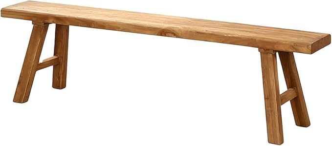 Bench——Wooden Bench Indoor ,Rustic FarmhouseNarrow Entryway Bench withNatural Solid Wood, Durable and Sturdy, Suitable for Dining Room, Bedroom, Porch and Other Narrow Spaces (39.3 * 10.2 * 17.7)，
