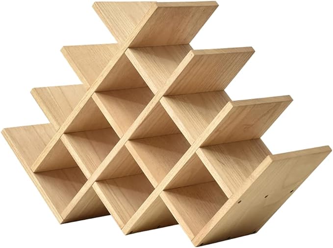 KIRIGEN 13-Bottle Wine Rack, 4-Tier Solid Wood Countertop Wine Holder, Freestanding Bottle Storage Shelf for Kitchen, Bar, Cabinet, Pantry, 22.28 x 5.9 x 13.9 in, XHJJ4-NA