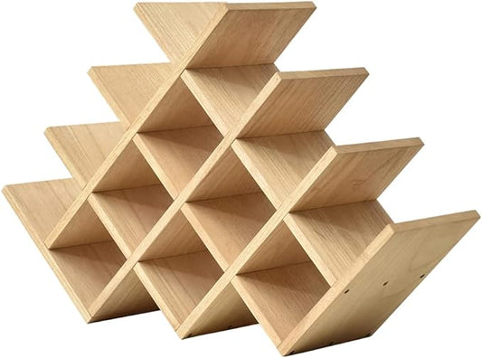 KIRIGEN 13-Bottle Wine Rack, 4-Tier Solid Wood Countertop Wine Holder, Freestanding Bottle Storage Shelf for Kitchen, Bar, Cabinet, Pantry, 22.28 x 5.9 x 13.9 in, XHJJ4-NA