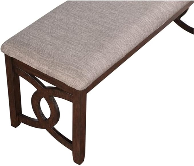 New Classic Furniture Gia Upholstered Dining Bench, Cherry Brown