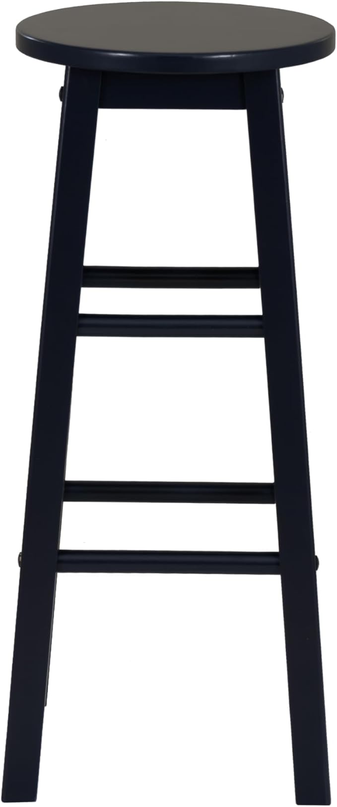 Linon Zeke Navy Blue Solid Wood Backless Round Barstool with 29 inch Seat Height