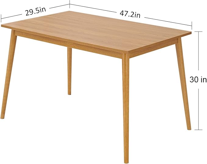 Panana Modern Dining Table 47 Inch Kitchen Table with Solid Wood Leg Oak Finish Dinner Table Dining Room Home Furniture Natural