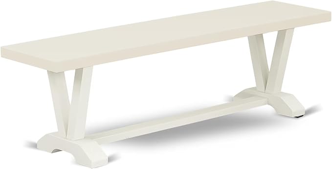 East West Furniture VB026 V-Style Modern Dining Room Bench with Solid Wood Seat, 60x15x18 Inch, Multi-Color