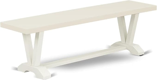 East West Furniture VB026 V-Style Modern Dining Room Bench with Solid Wood Seat, 60x15x18 Inch, Multi-Color