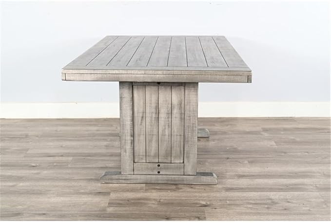 Pemberly Row 4-Pieces Dining Set Wood, Rectangular in Alpine Gray (36" H x 75" W x 56" D) for Kitchen, Dining Room with Table, Reversable Benches, and Storage Space