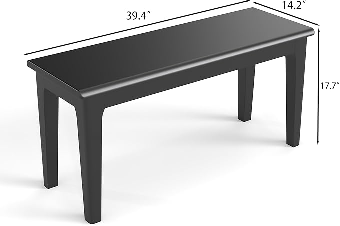 Dining Bench 39.4" Solid Oak Wooden Bed End＆Entryway Bench for Living Room Bedroom Kitchen(Black)