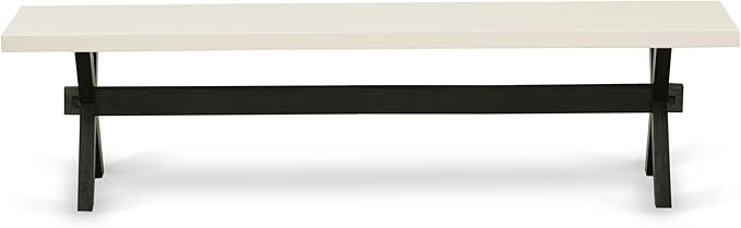 East West Furniture XB627 X-Style Modern Kitchen Bench with Wooden Seat, 72x15x18 Inch, Multi-Color