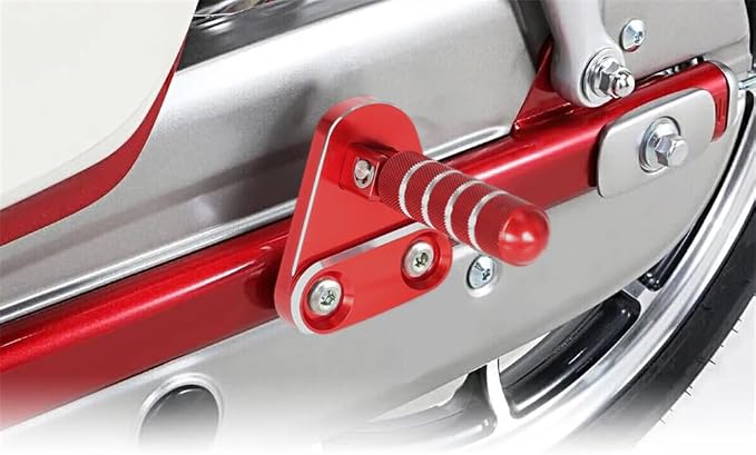 SUPER CUB C125 CNC Rear Folding Step Passenger Footrest Pedal Pegs Compatible with Super Cub 125 JA48 JA58 2018-2024 (Red)