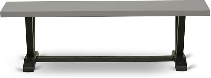 East West Furniture VB696 V-Style Modern Kitchen Bench with Wood Seat, 60x15x18 Inch, Multi-Color