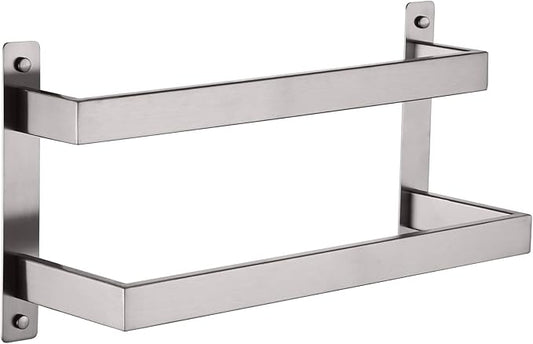 KOKOSIRI Hand Towel Bars 16 Inches Bathroom 2-Tiers Ladder Towel Rails Towel Holders Wall Mounted Towels Shelves Rack Brushed Stainless Steel, B5008BR-L16