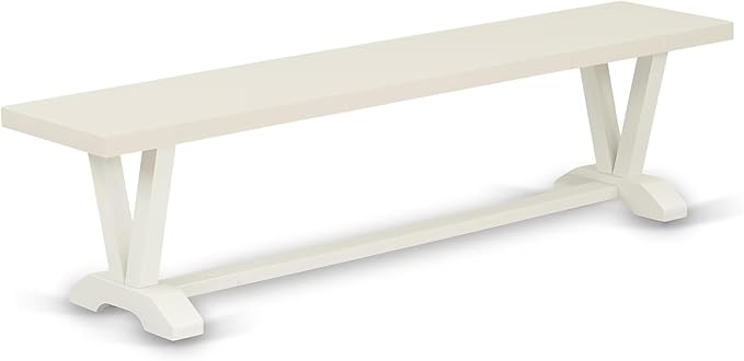 East West Furniture VB027 V-Style Modern Dining Bench with Wood Seat, 72x15x18 Inch, Multi-Color