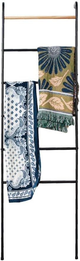 Wall Leaning Ladder Rack for Household Fabrics, Clothing, Interior Decoration, Black